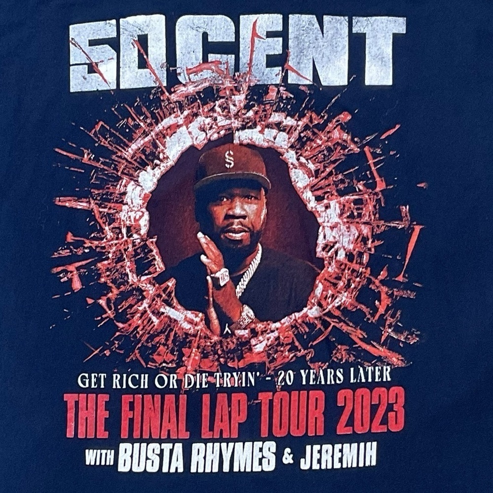 50 Cent Final Lap Tour 2023 T-Shirt Size L Get Rich or Die Tryin 20 Years Later